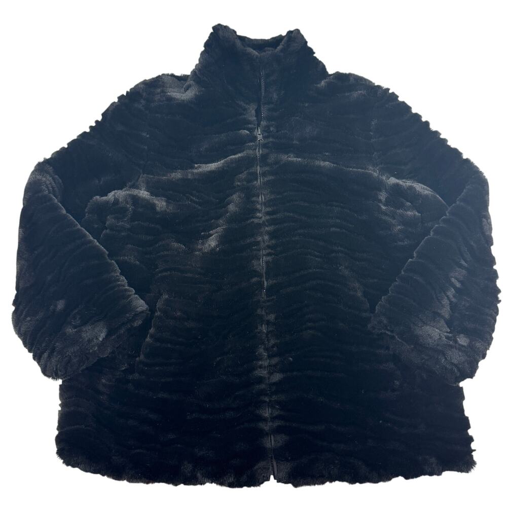 Preston & York Reversible Faux Fur Nylon Dressy Casual Cozy Jacket Women's PM